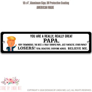 Vatertagsgeschenk für Papa Trump Straßenschild lustiges Garagenschild personalisiertes Metallschild Straßenschild Geschenk für Ihn Geschenk für Opa SPH52