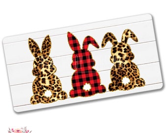 Leopard Print Bunny Sign, Easter Wreath Sign, Easter Wreath SHO237
