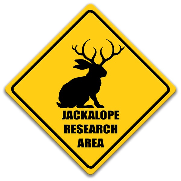 Jackalope Forschungsgebiet Schild, Cryptids, rostiges Blechschild, Jackrabbit, Kaninchen, Wyoming Jackalope Decor, Jackalope Zeichen, Antelabbit 8-ANM038