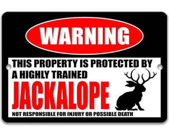Jackalope Sign, Cryptozoological Tracking Sign, United States Cryptids, Funny Jackalope Warning, Urban Legends, Outdoor Decor, Tin 8-HIG033