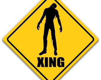 Zombie Crossing-bord, zombiebord, diamanten zombiebord, zombiedecor, zombiewaarschuwingsbord, metalen zombiebord, pas op voor zombiecadeau 8-XNG015