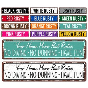 Pool Rules Sign, Personalized Family Name Backyard Pool Decor, Custom Pool House Decor, Outdoor Pool Sign, No Running No Diving P-SUM018