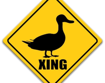 Señal de cruce de patos, Letrero de pato, Decoración de pato, Letrero de pato, Regalo divertido de pato, Letrero para cabaña, Letrero de vida silvestre 8-XNG027