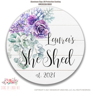 Personalized Lavender She Shed Sign, She Shed Gift, Custom Woman&#39;s Shed Sign, Cute She Shed Decor, She Shed Door Sign Shed Signage F-SHE007