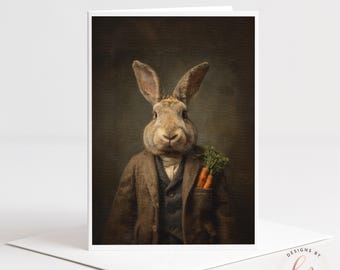Gediegene Hase im Tweed – Anthropomorphic Note Card Karte