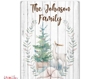 Family Name Sign Personalized Christmas Decor Christmas Decoration Farmhouse Sign Rustic Christmas Sign Reindeer Sign Christmas Tree SHO24