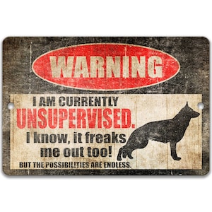 Funny German Shepherd Dog Sign No Trespassing Sign Funny Metal Sign Dog Warning Sign GSD Beware of Dog Yard Sign Gate Sign  Z-PIS028