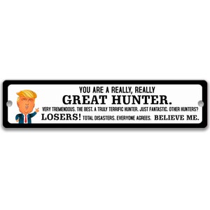 Vatertagsgeschenk für HUNTER Trump Straßenschild Lustiges Garagenschild Personalisiertes Metallschild Straßenschild Geschenk für Ihn Geschenk für Opa D-FDA016