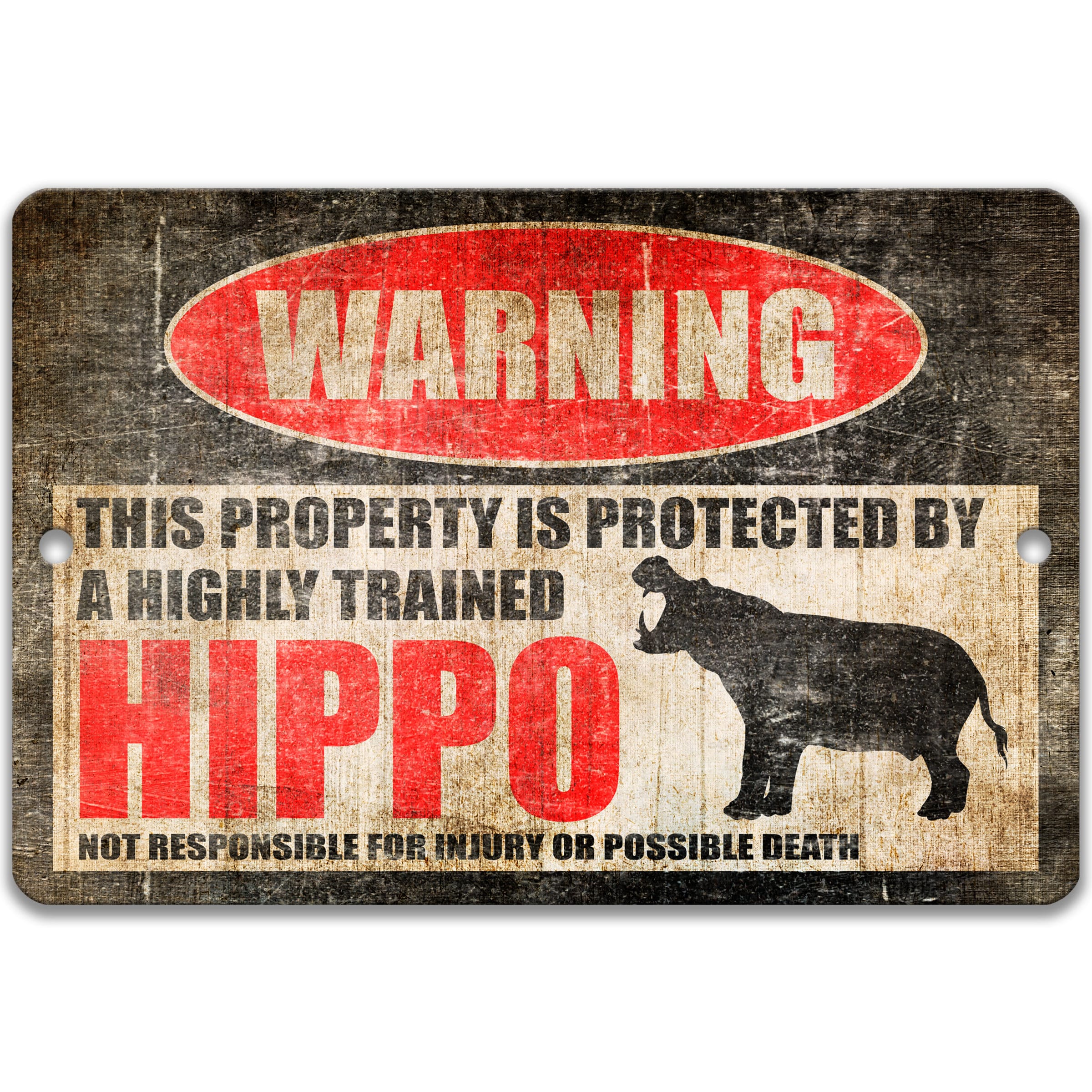 Hippo Metal Sign, Hippo Warning, Hippo Decor, Hippopotamus