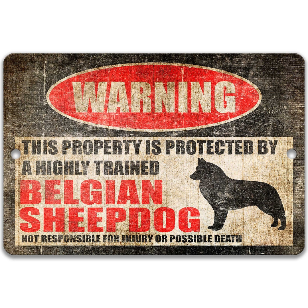 Panneau Attention au chien berger allemand rectangulaire noir