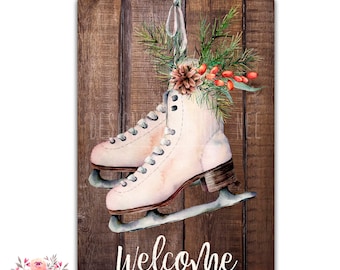 Nostalgia Christmas Decor, Welcome Sign, Metal Wreath Signs, Christmas Signs, Winter Sign, Vintage Decor, Farmhouse Sign Home Decor SHO147