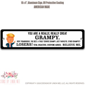 Vatertagsgeschenk für GRAMPY Trump Straßenschild Lustiges Garagenschild Personalisiertes Metallschild Straßenschild Geschenk für Ihn Geschenk für Opa SPH51