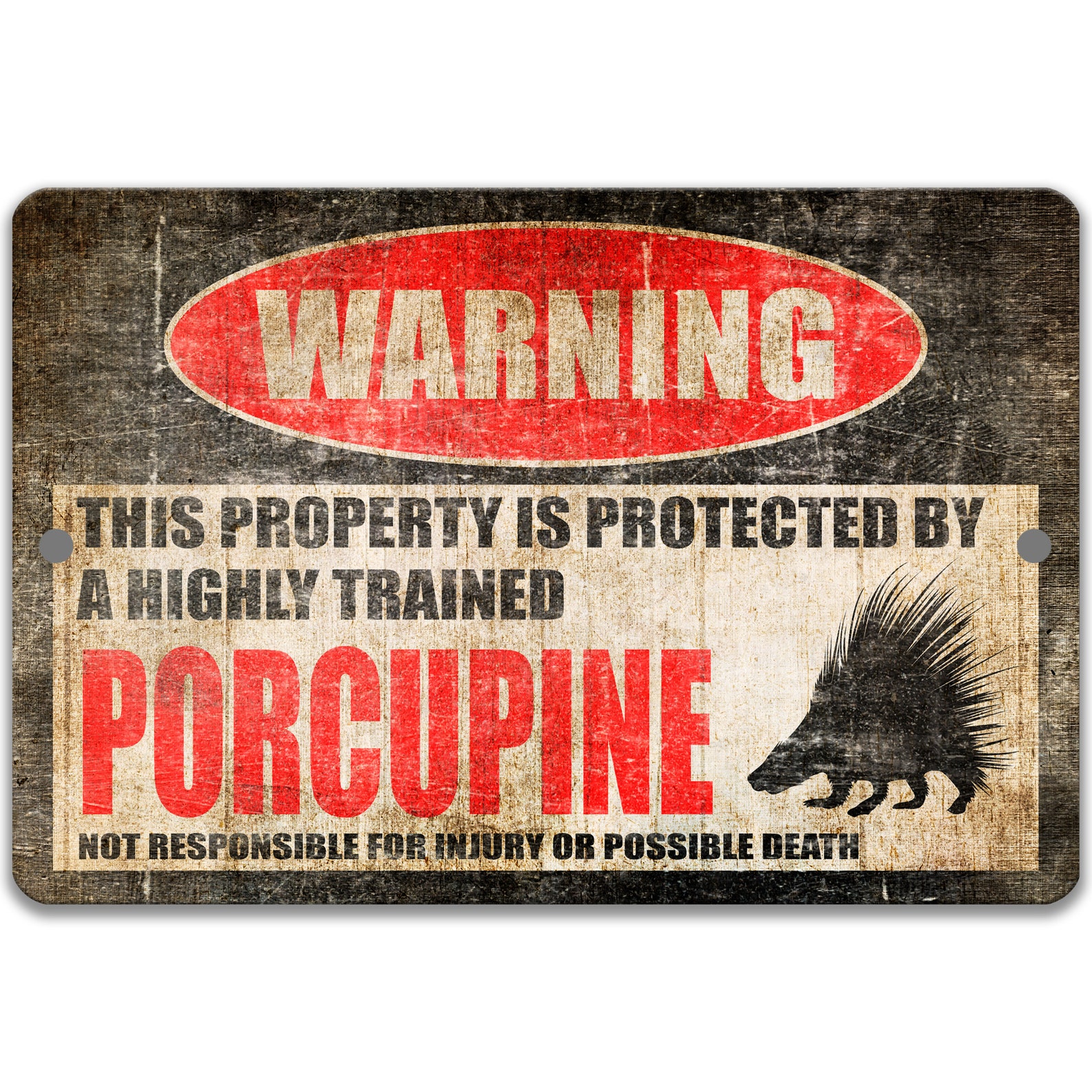 Porcupine Sign Funny Porcupine Warning Sign Campsite Decor Etsy