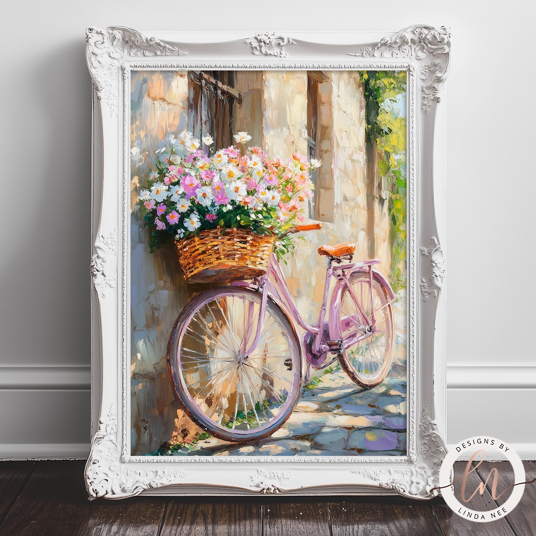 wall26 - Vintage Bike Flower Bouquet - Canvas Art Wall Decor