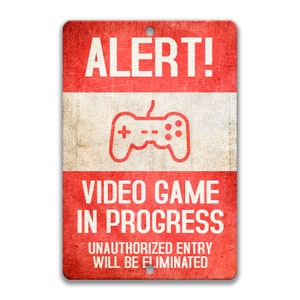 Gamer Sign Kids Room Sign Funny Video Game Sign Game Room Sign Man Cave Sign Metal Gamer Sign Keep Out Gamer at Play Keep out Room Z-SSA017