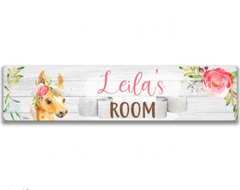 Girls Horse Room Sign Personalized Girls Room Sign Pony Bedroom Decor Custom Name Decor Girl Name Sign Kid Bedroom Horse Plaque B-FRM001