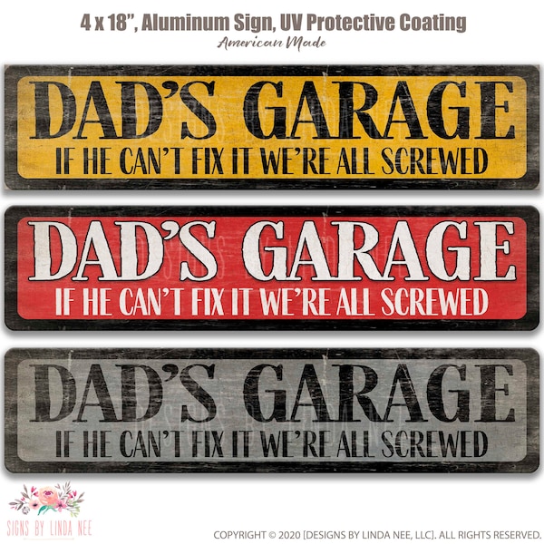 Dad's Garage Street Sign, Christmas 2022 Gift, We're all Screwed Garage Sign Personalized Metal Sign Street Sign Gift for Him SPH44