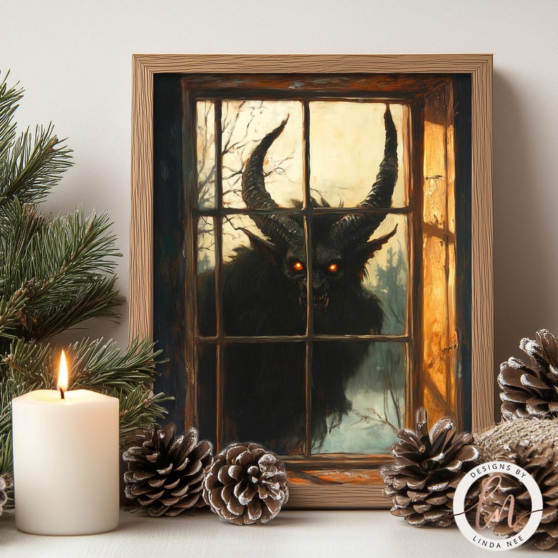 a picture of a horned animal is on a window sill
