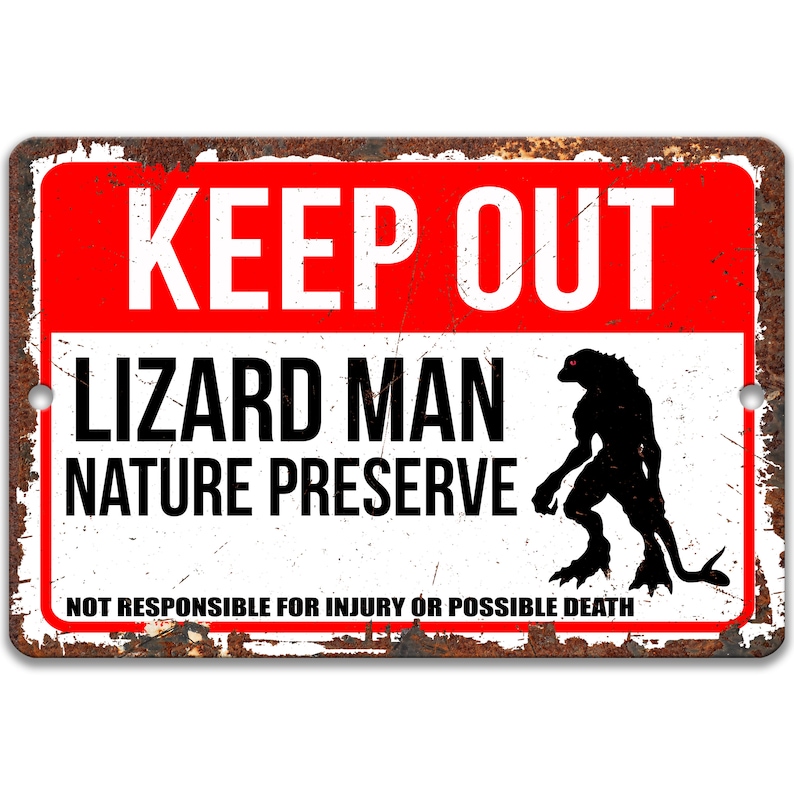 Lizard Man Sign, Lizard Man Decor, Mythical Creature, Property Marker ...