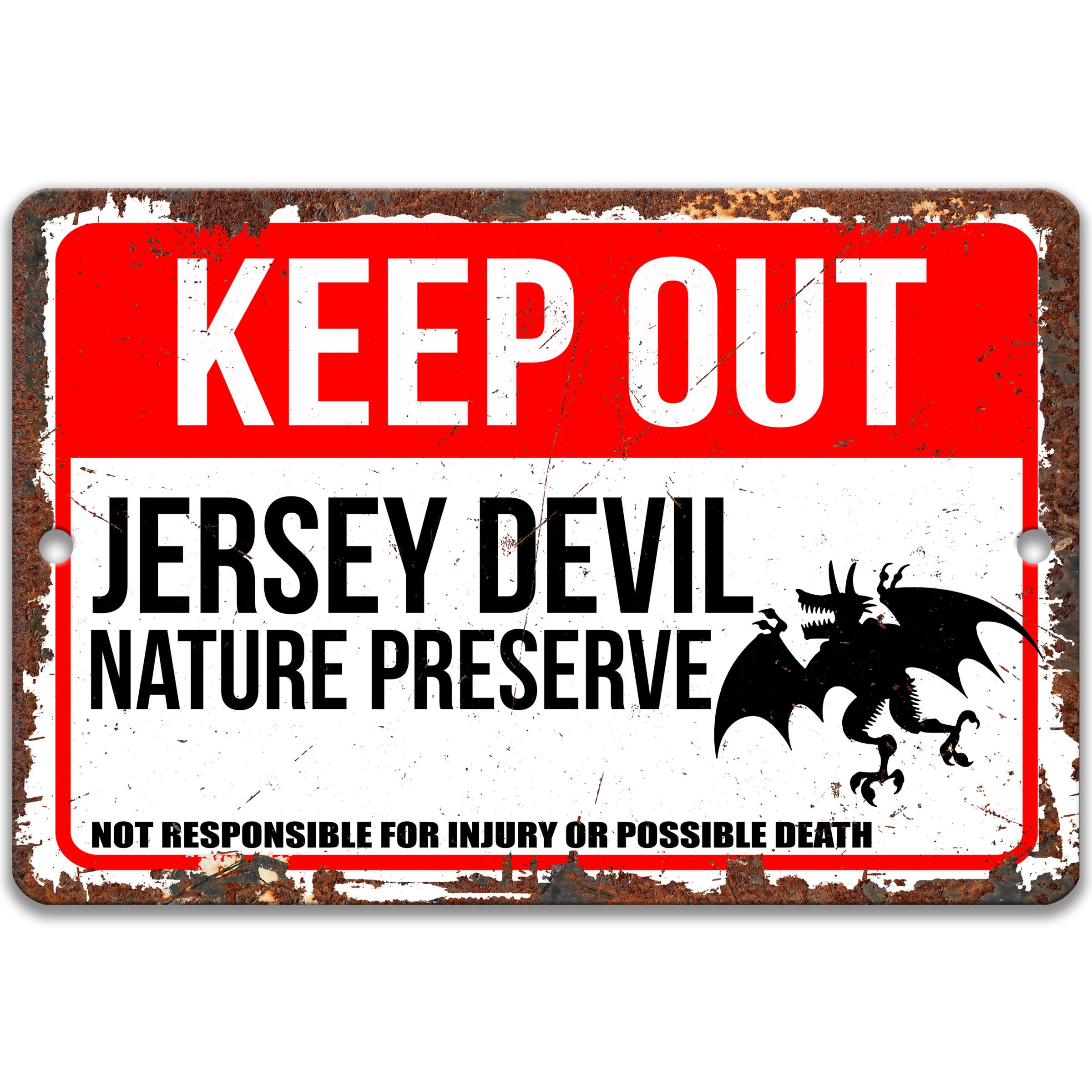 Jersey Devil Sign, Leeds Devil, New Jersey Cryptids, Funny Rusty Metal ...