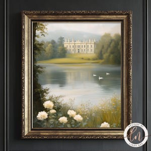 Stolz und Vorurteil Pemberley Plant Kunst, Jane Austen Inspirierte Wandkunst, Englische Landschaft Dekor, Klassische Literatur 6-LIT003