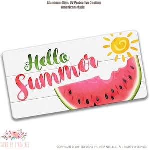 Hello Sommer Wassermelone Metallkranz Schild, 15x30cm Sommer Metallschild Wassermelone J-HEL001