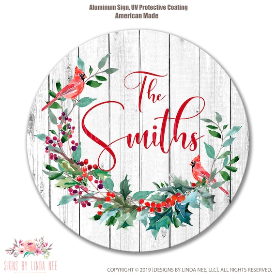 Christmas Wreath Sign, Personalized Christmas Sign, Family Name Sign, Christmas Decor, Holiday Sign, Housewarming Gift, Wood Sign SHO232