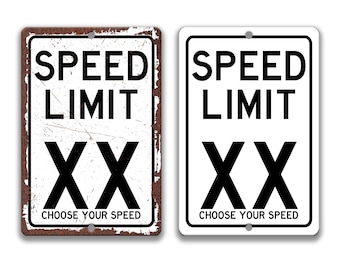 Personalized Speed Limit Sign, Pick Your Speed, Custom Speed Limit Street Sign, Highway Signs, 55 Speed Limit Sign, Man Cave Sign A-SPD015