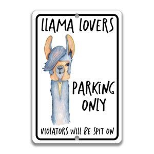 Llama Sign Funny Metal Signs Llama Accesorios Llama Parking Sign Granero Sign Estable Sign Metal Sign Llama Decoración Regalo Llama Lovers Z-PIS034