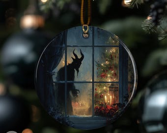 Krampus Ornament, Gothic Yule Window, Dark Holiday Christmas Tree Decor