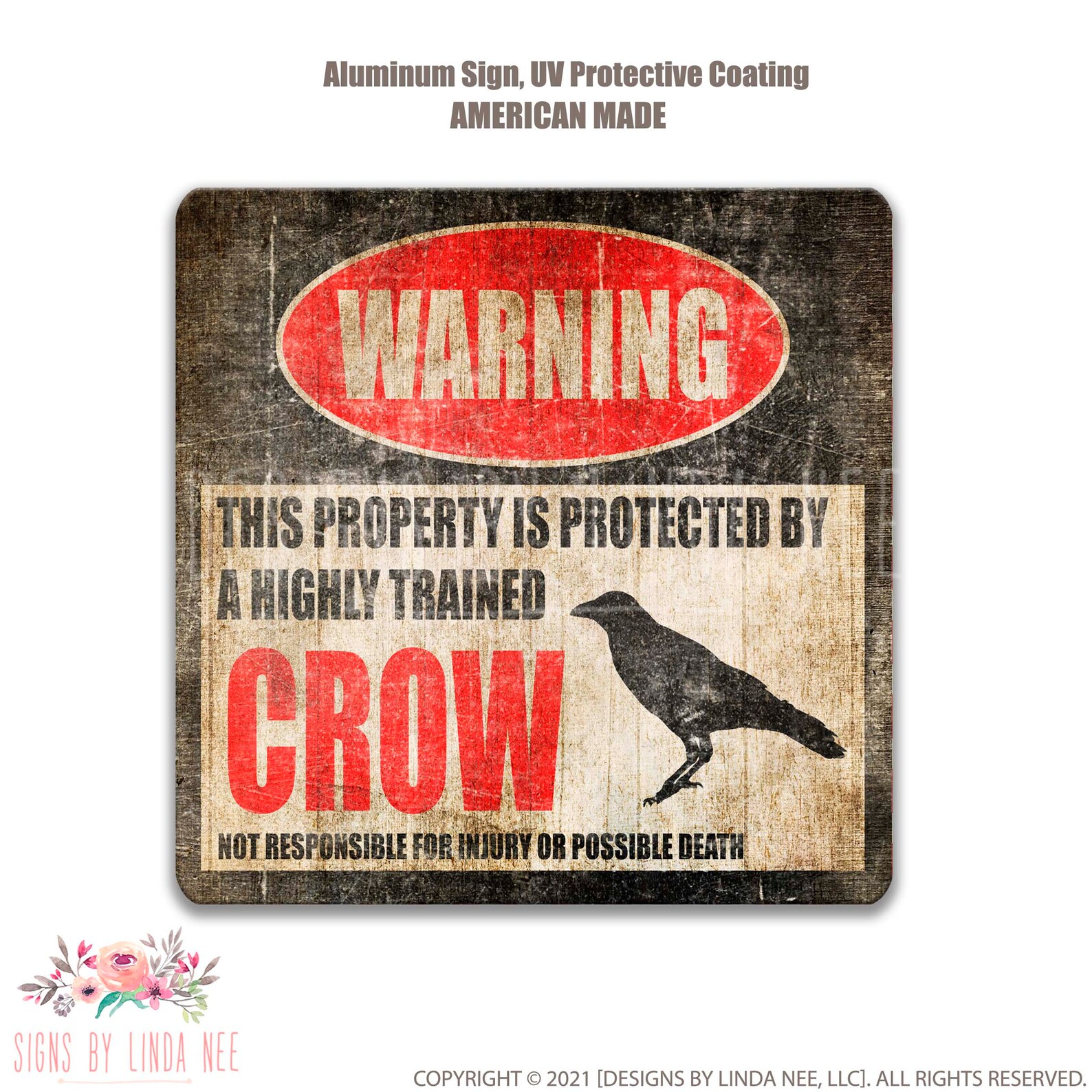 Funny Crow Sign, Crow Warning Sign, No Trespassing Sign, Funny Metal ...