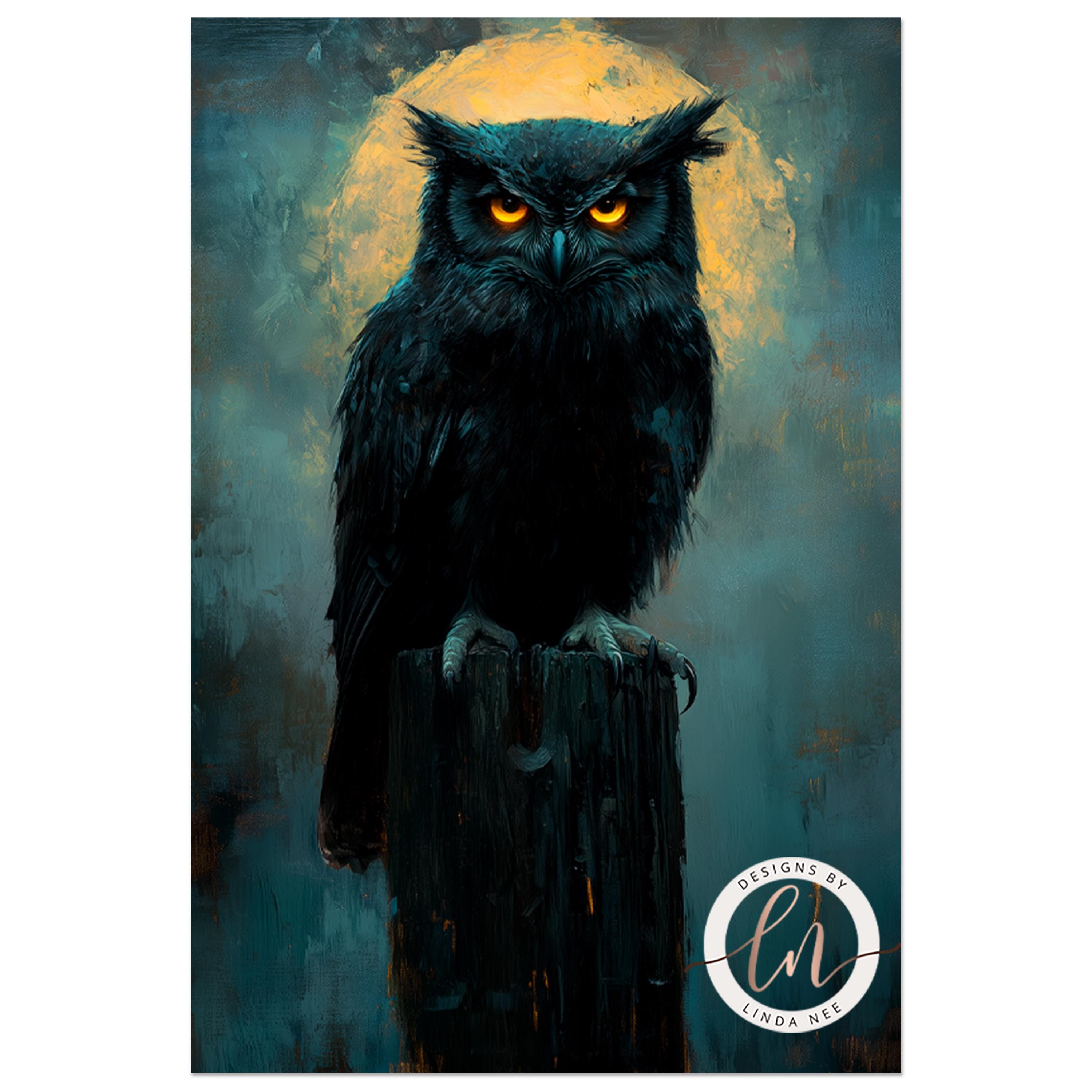 Dark Gothic Barn Owl Painting, Dark Academia Wall Art Print, Witch ...