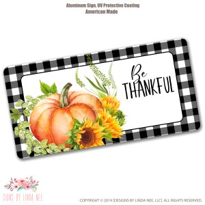 Herbstkranz Schild, Be Thankful Schild, Kürbis und Sonnenblumen Buffalo Plaid Schild, Herbstkranz Schild, Sonnenblumen und Kürbisse SHO160