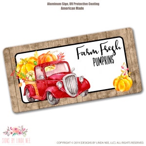 Fall Pumpkin Truck Wreath Sign, Farm Fresh Pumpkins Truck Buffalo Plaid Sign, Red Truck, Sunflowers and Pumpkin, Fall Wreath Sign SHO90