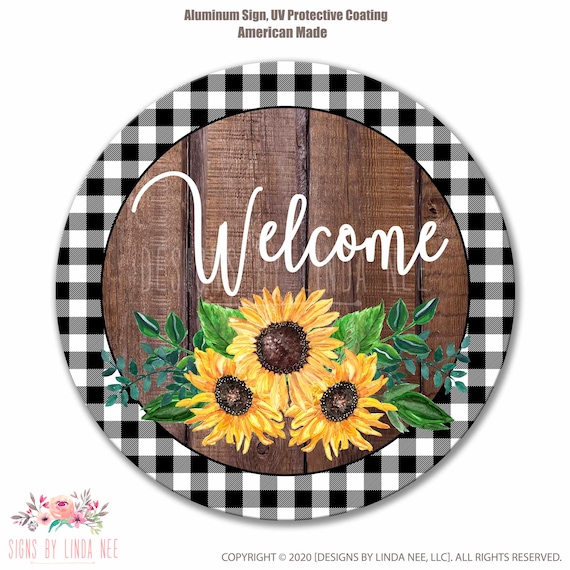 Hello Welcome Wood Wall Hanging Sign, Sunflower Decor Welcome  Sign for Front Door Sunflower Farmhouse Rustic Round Wood Decorations Wall  Hanging Outdoor Indoor Decoration : Home & Kitchen