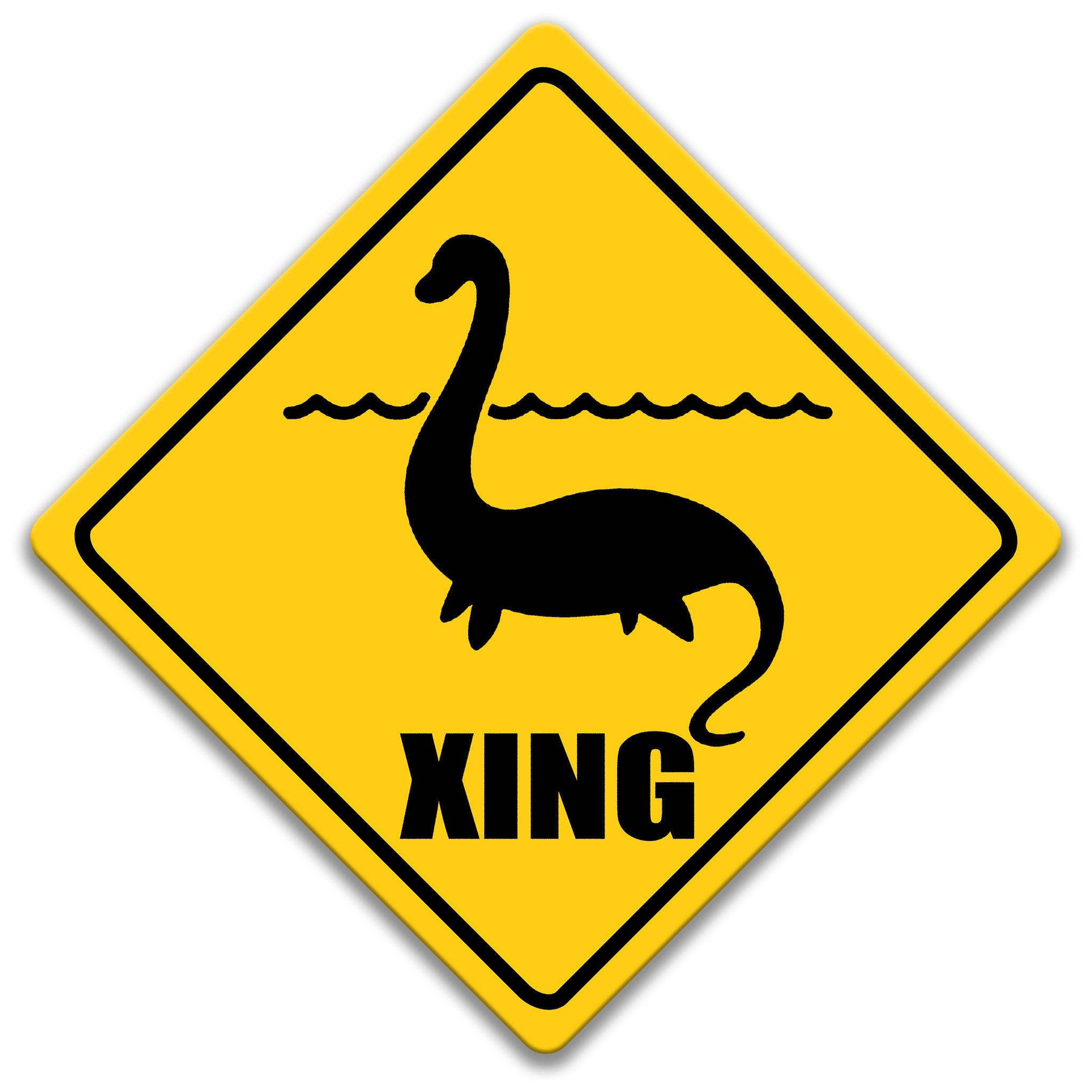 signe様 Loch Ness Monster XING Caution Sign, Creepypasta, Nessie Metal