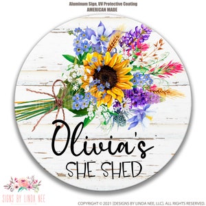 Personalized She Shed Sign, She Shed Gift, Sunflower Custom Woman&#39;s Shed Sign, Cute She Shed Decor, She Shed Door Sign Shed Signage F-SHE005