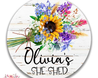 Personalized She Shed Sign, She Shed Gift, Sunflower Custom Woman's Shed Sign, Cute She Shed Decor, She Shed Door Sign Shed Signage F-SHE005