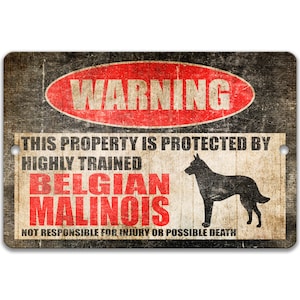 Znak Belgijskiego Malinoisa Znak K9 Znak zakazu wstępu Znak ostrzegawczy dla psa Śmieszny znak dla psa Uważaj na znak ostrzegawczy dla psa Malinois Dog Z-PIS010