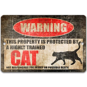 Katzenschild Katzengeschenk Katze Warnschild Katze Neuheit Schild Katzenzubehör Katzenmama Geschenk Scheune Schild Katzenliebhaber Schwarze Katze Schild Beware Z-PIS260