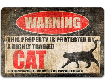 Cat Sign Cat Gift Cat Warning Sign Cat Novelty Sign Cat Accessories Cat Mom Gift Barn Sign Cat Lover Black Cat Sign Beware Z-PIS260