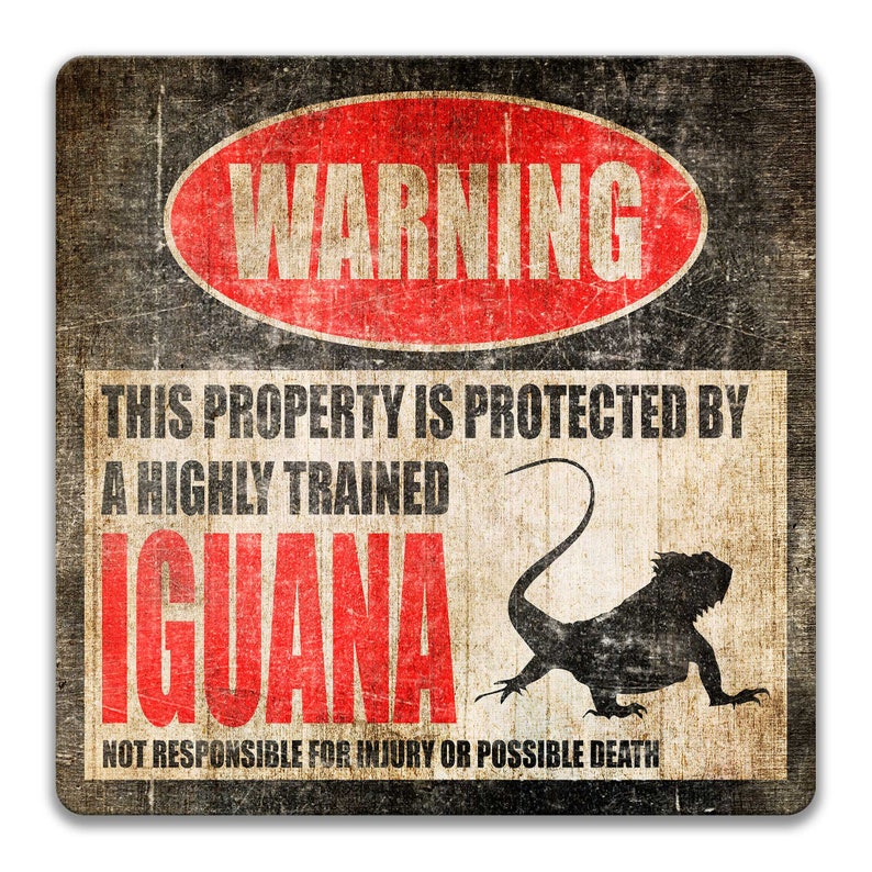 Iguana Sign Funny Iguana Sign Iguana Accessories Warning Sign Metal Sign Novelty Sign Lizard Decor Iguana Gift Pet Reptile Iguana Z-PIS052 image 4