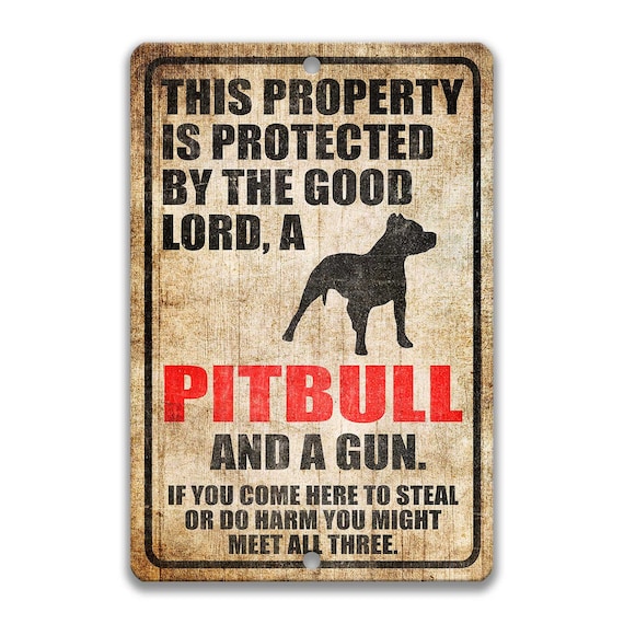 Pitbull Dog Sign Dog Warning Sign Pitbull Warning Sign Pitbull - Etsy