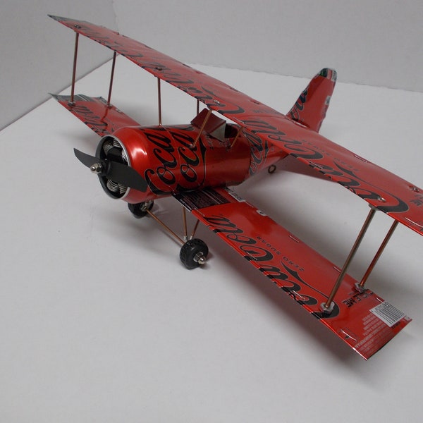 Soda Can Aluminum Handcrafted Airplane (COKE ZERO ) Bi-Plane