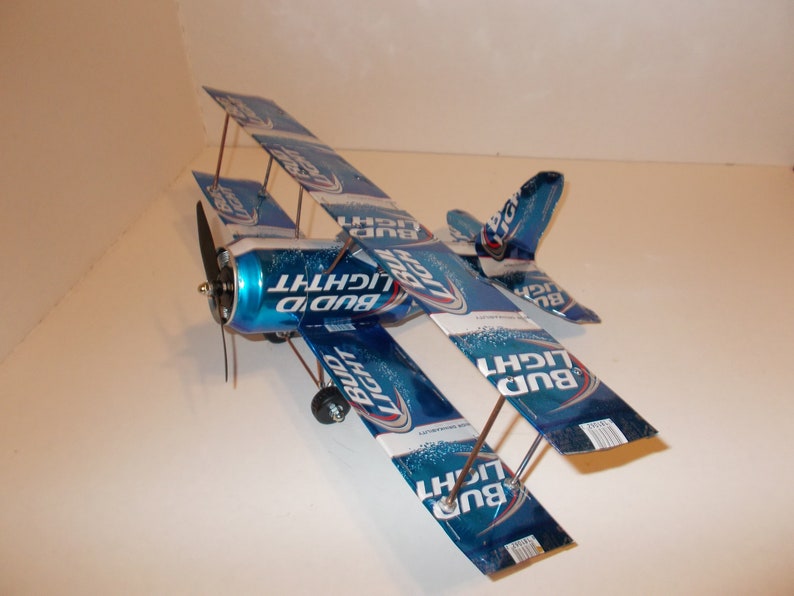 BEER Can Aluminum Handcrafted Airplane BUD LIGHT BiPlane Etsy