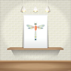 Retro DRAGONFLY Print, 11 x 16 Instant Download, Printable Art, Nursery Wall Decor