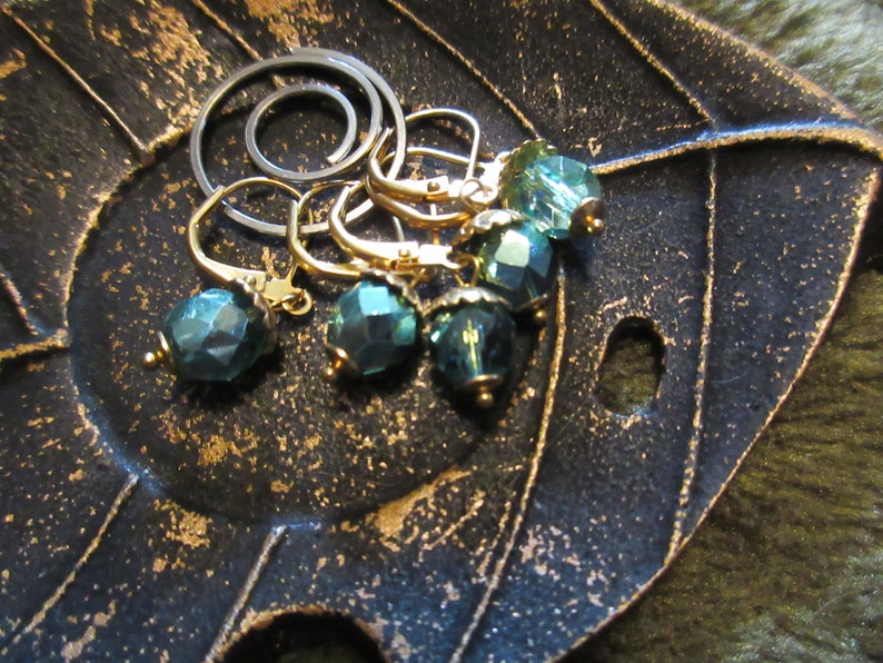 Crochet Stitch Markers Faceted Glass Acorns Set of 5