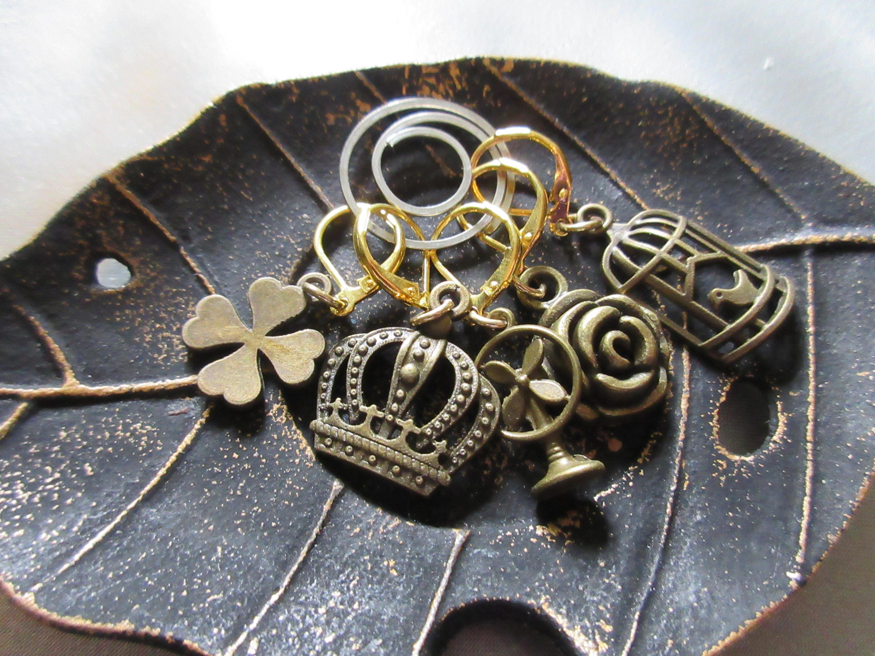 Crochet Stitch Markers Faceted Glass Acorns Set of 5