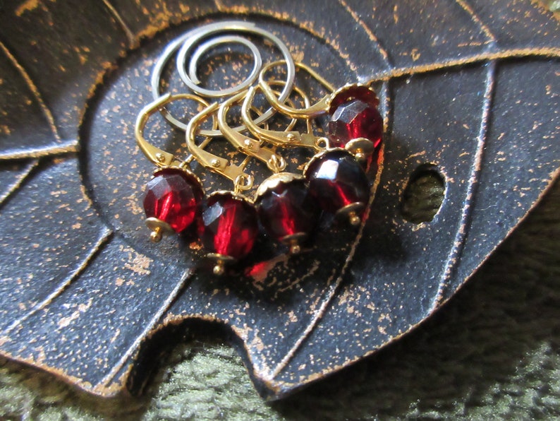 Crochet Stitch Markers Faceted Glass Acorns Set of 5