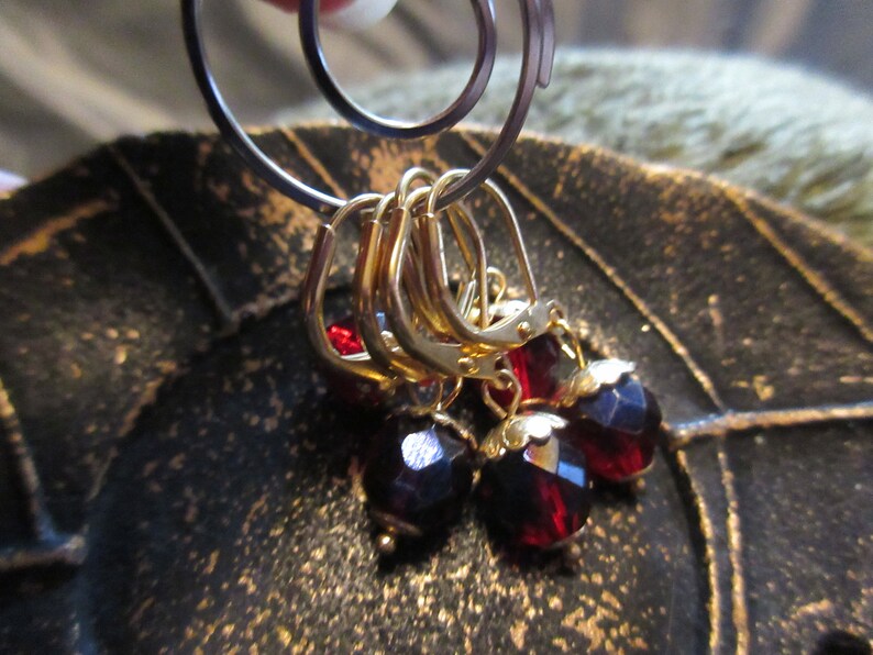 Crochet Stitch Markers Faceted Glass Acorns Set of 5